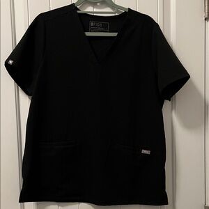 Figs Classic Black V-Neck Scrub Top